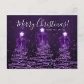 Elegant Holiday Purple Christmas Trees Bows Briefkaart (Voorkant)