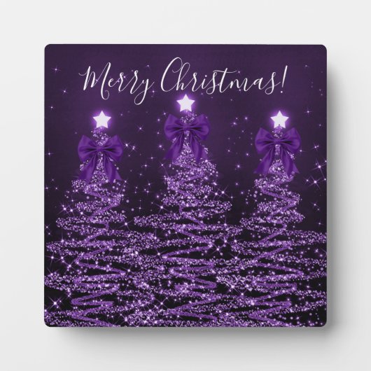 Elegant Holiday Purple Christmas Trees Bows Fotoplaat (Voorkant)