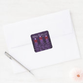Elegant Holiday Purple Christmas Trees Bows Red  Vierkante Sticker (Envelop)