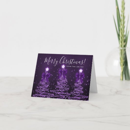 Elegant Holiday Purple Christmas Trees Greeting  Feestdagen Kaart (Voorkant)