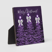 Elegant Holiday Purple Christmas Trees Silver Bows Fotoplaat (Voorkant)