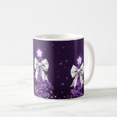 Elegant Holiday Purple Christmas Trees Silver Bows Koffiemok (Voorkant rechts)