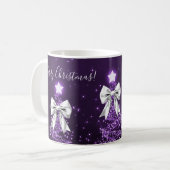 Elegant Holiday Purple Christmas Trees Silver Bows Koffiemok (Voorkant links)