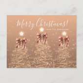 Elegant Holiday Rose Gold Christmas Trees Bows Briefkaart (Voorkant)