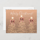Elegant Holiday Rose Gold Christmas Trees Bows Briefkaart (Voorkant / Achterkant)