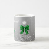 Elegant Holiday Silver Christmas Trees Green Bows Koffiemok (Center)