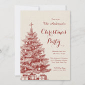 Elegant holiday tree Vintage Christmas Party Kaart (Voorkant)
