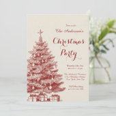 Elegant holiday tree Vintage Christmas Party Kaart (Staand voorkant)