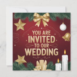 Elegant Holiday Wedding Invitation Festive Gold Kaart