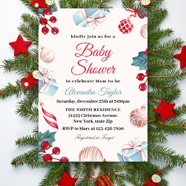 Elegant Holiday Winter Christmas Baby Shower Kaart