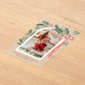 Elegant Holly Berries Arch Photo Christmas Card Acryl Uitnodigingen (Laagn)