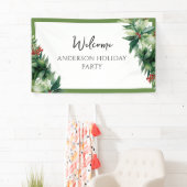 Elegant Holly Berries Christmas Party Welcome  Spandoek (Insitu)