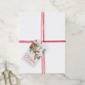 Elegant Holly Berries en Pine Cones Holiday Cadeaulabel (Met Touw)