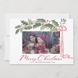 Elegant Holly Berries Foliage | Photo Christmas Feestdagenkaart