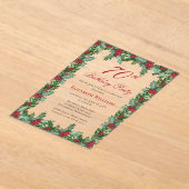 Elegant Holly | Berries Lijst 70ste verjaardagsfee Acryl Uitnodigingen (Laagn)