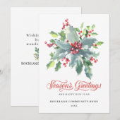 Elegant Holly Berries Non-Photo 2022 Corporate Feestdagenkaart (Voorkant / Achterkant)