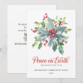 Elegant Holly Berries Non-Photo 2022 Corporate Feestdagenkaart (Voorkant / Achterkant)