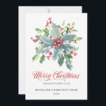 Elegant Holly Berries Non-Photo 2022 Corporate Feestdagenkaart<br><div class="desc">Elegant en professioneel,  deze zakelijke kerstkaart heilig en rode bessen in het midden. Een editable pre-gedrukt bericht en plaats voor uw bedrijf logo is op de rug. U kunt de optie logo alleen verwijderen als u deze niet wilt gebruiken.</div>