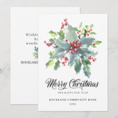 Elegant Holly Berries Non-Photo 2022 Corporate Feestdagenkaart (Voorkant / Achterkant)