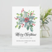 Elegant Holly Berries Non-Photo 2022 Corporate Feestdagenkaart (Staand voorkant)