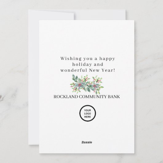 Elegant Holly Berries Non-Photo 2022 Corporate Feestdagenkaart (Achterkant)