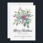 Elegant Holly Berries Non-Photo 2022 Corporate Feestdagenkaart<br><div class="desc">Elegant en professioneel,  deze zakelijke kerstkaart heilig en rode bessen in het midden. Een editable pre-gedrukt bericht en plaats voor uw bedrijf logo is op de rug. U kunt de optie logo alleen verwijderen als u deze niet wilt gebruiken.</div>