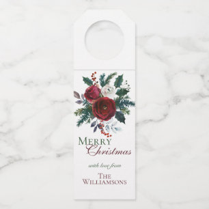 Elegant Holly Berries Red Green Floral Kerstmis Flessenhanger
