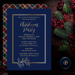 Elegant Holly | Berries Rich Plaid Kerstfeest Folie Uitnodiging