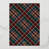 Elegant Holly | Berries Rich Plaid Kerstfeest Folie Uitnodiging (Achterkant)