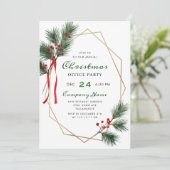 Elegant Holly Berry Corporate Christmas Party Kaart (Staand voorkant)