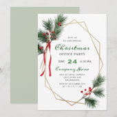 Elegant Holly Berry Corporate Christmas Party Kaart (Voorkant / Achterkant)