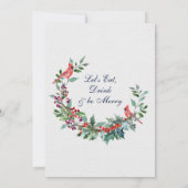 Elegant Holly Berry Deer Kerst Cocktail Kaart (Achterkant)