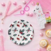 Elegant Holly Berry Holiday Winter Wedding Party Papieren Bordje (Feest)