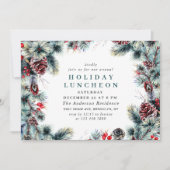 Elegant Holly Berry kerst HOLIDAY LUNCHEON Kaart (Voorkant)