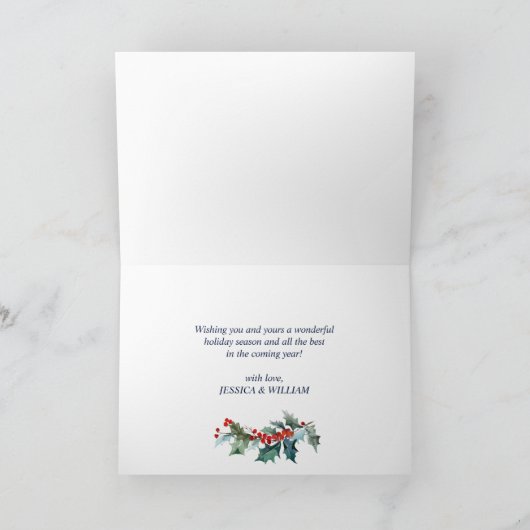 Elegant Holly Berry Kerstmis Mistletoe Greeting Feestdagen Kaart (Binnen)