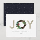 ELEGANT HOLLY BERRY SILVER JOY WREATH CHRISTMAS BRIEFKAART (Voorkant / Achterkant)