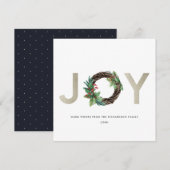 ELEGANT HOLLY BERRY SILVER JOY WREATH CHRISTMAS FEESTDAGENKAART (Voorkant / Achterkant)