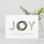 ELEGANT HOLLY BERRY SILVER JOY WREATH CHRISTMAS FEESTDAGENKAART (Staand voorkant)