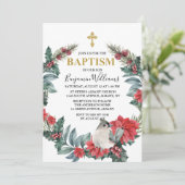 Elegant Holly Berry Winter Baptisme Kaart (Staand voorkant)