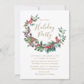 Elegant Holly Berry Wreath Cardinals Holiday Kaart (Voorkant)