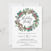 Elegant Holly Berry Wreath Holiday Partij Kaart (Voorkant)