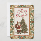 Elegant Holly Border Merry Christmas Greeting Feestdagenkaart (Voorkant)