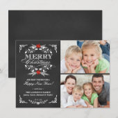 Elegant Holly Chalkboard 2-fotokaarten Feestdagenkaart (Voorkant / Achterkant)