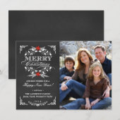 Elegant Holly Chalkboard - kerstfotokaart Feestdagenkaart (Voorkant / Achterkant)