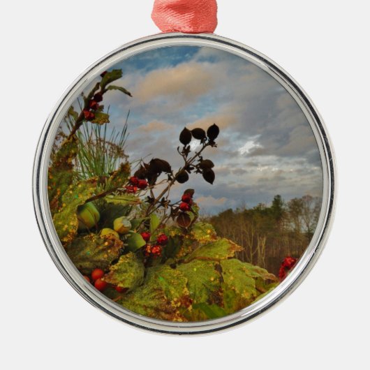 Elegant Holly Christmas, Metalen Ornament (Voorkant)