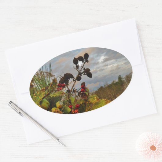 Elegant Holly Christmas, Ovale Sticker (Envelop)