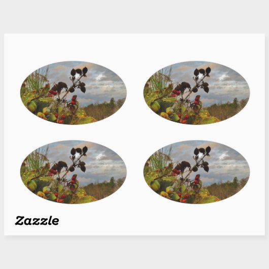 Elegant Holly Christmas, Ovale Sticker (Vel)