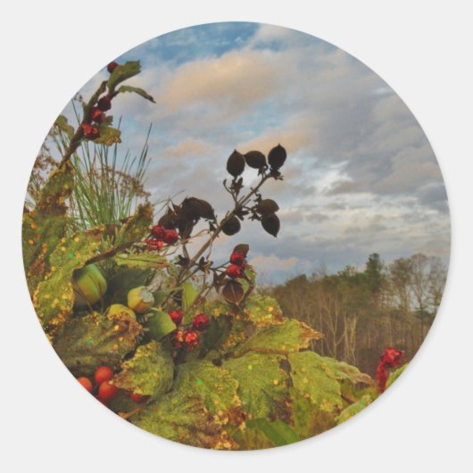 Elegant Holly Christmas, Ronde Sticker (Voorkant)