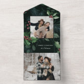 Elegant Holly Dark Green Botanical foto All In One Uitnodiging (Binnen)