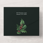 Elegant Holly Dark Green Botanical foto All In One Uitnodiging (Achterkant)